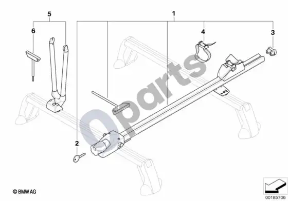 BMW 5 E60 E61 lenktyninio dviračio laikiklis – schema