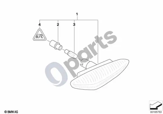BMW 5 E60 E61 papildomas posūkio rodiklio žibintas – schema