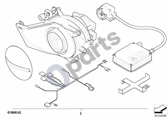 BMW 5 E60 E61 papildomo ksenoninio žibinto montavimo komplektas – schema