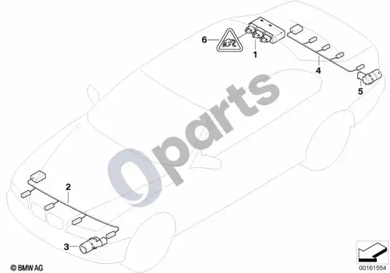 BMW 5 E60 E61 parkavimo atstumo kontrolė (PDC) – schema