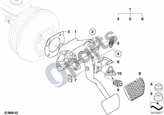 BMW 5 E60 E61 pedalų mazgas – schema