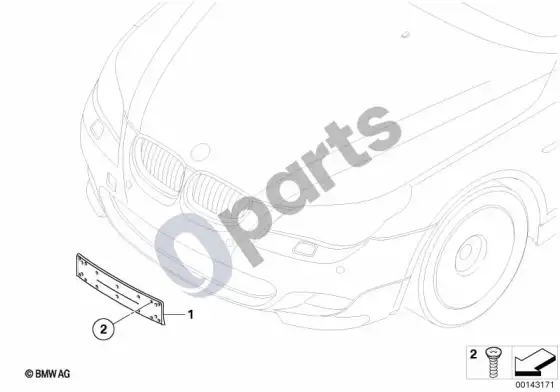 BMW 5 E60 E61 priekinio valstybinio numerio laikiklio papildomos įrangos montavimas – schema