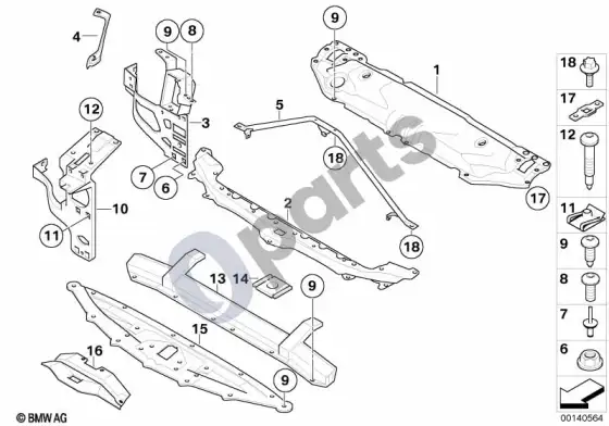 BMW 5 E60 E61 priekinis skydas – schema