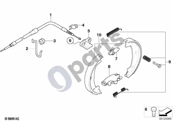 BMW 5 E60 E61 stovėjimo stabdys / stabdžių kaladėlės – schema