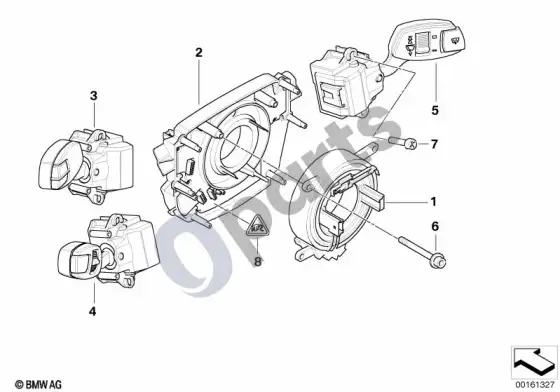 BMW 5 E60 E61 vairo kolonėlės jungiklis / valdymo blokas; 2005.09 - 2007.03 – schema