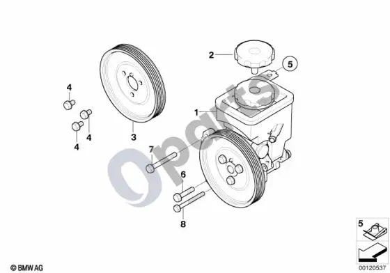 BMW 5 E60 E61 vairo stiprintuvo siurblys – schema