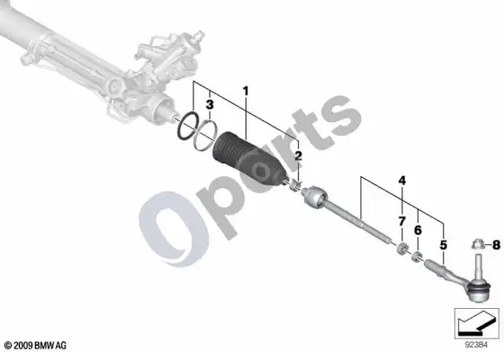 BMW 5 E60 E61 vairo trauklės / skersinės trauklės – schema