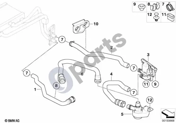 BMW 5 E60 E61 vandens vožtuvas/vandens žarna IHKA basis – schema
