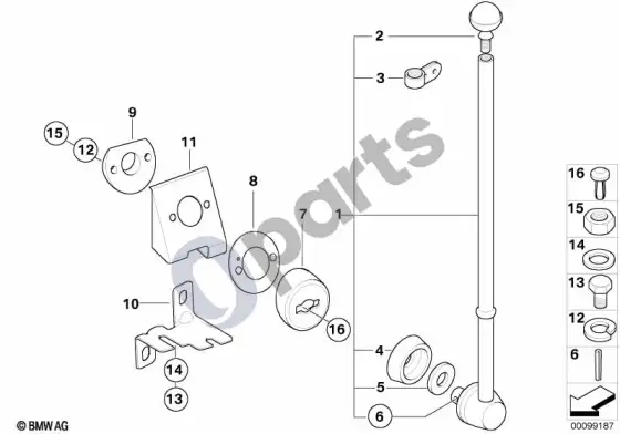 BMW 5 E60 E61 vėliavėlės laikiklis – schema