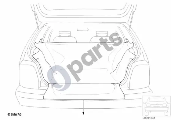 BMW 5 E60 E61 apsauginis krovinių skyriaus uždangalas – schema