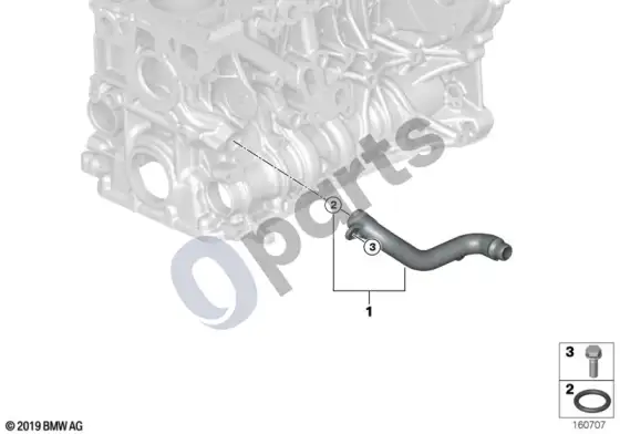 BMW 5 E60 E61 aušinimo sistemos vandens žarnos (N47) – schema