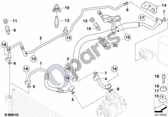 BMW 5 E60 E61 aušinimo skysčio vamzdynai (N43) – schema
