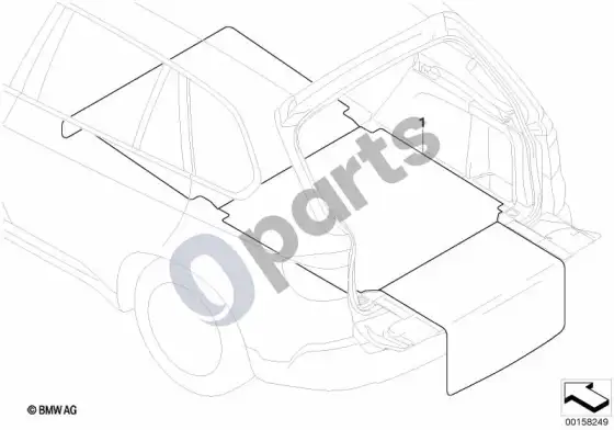 BMW 5 E60 E61 bagažinės grindų sukamasis kilimėlis – schema