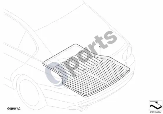 BMW 5 E60 E61 bagažinės padėklas – schema