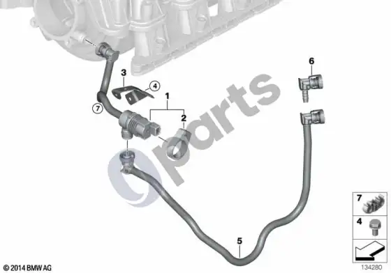 BMW 5 E60 E61 degalų bako vėdinimo vožtuvas (N52N) – schema
