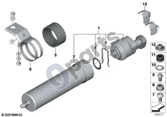BMW 5 E60 E61 degalų filtras-tinklelis su šildymu (N47) – schema