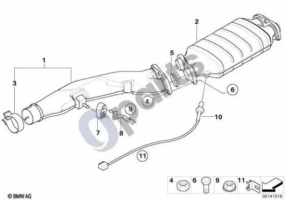 BMW 5 E60 E61 dyzelinio variklio kietųjų dalelių filtras (M57N) – schema