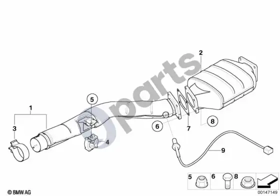 BMW 5 E60 E61 dyzelinio variklio kietųjų dalelių filtras (N47) – schema