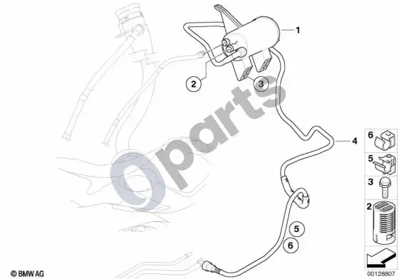 BMW 5 E60 E61 aktyvintosios anglies filtras / degalų bako vėdinimas (M54, E60) – schema
