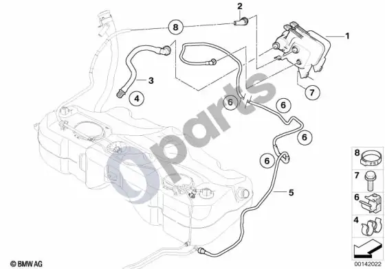 BMW 5 E60 E61 aktyvintosios anglies filtras / degalų bako vėdinimas (S85, E60) – schema
