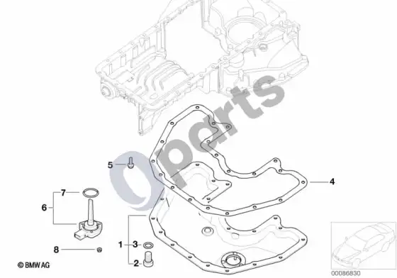 BMW 5 E60 E61 alyvos karterio apatinė dalis, alyvos lygio matuoklis (N62) – schema