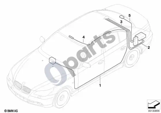 BMW 5 E60 E61 GPS antenos kabelis – schema