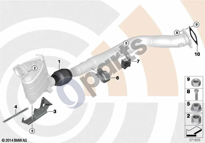 BMW 5 E60 E61 (2004–2010) Atsiejimo elementas (M57N) schema – pozicija 10: Tarpiklis