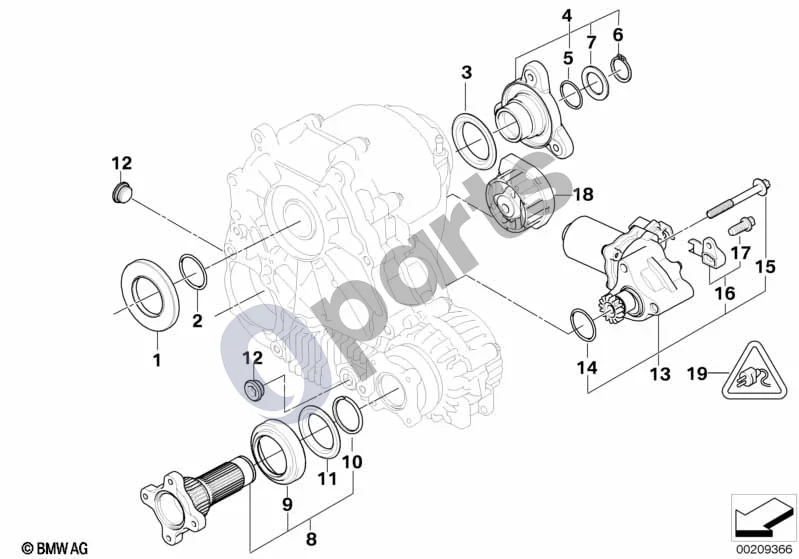BMW 5 E60 E61 (2004–2010) Atskiros dalys išdalijimo dėžei ATC 300 schema – pozicija 18: Pavarų dėžės atrama
