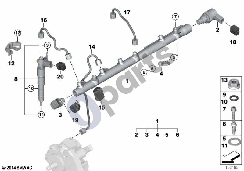 BMW 5 E60 E61 (2004–2010) Aukšto slėgio akumuliatorius/purkštukas/vamzdis (M57N2, E60, E61) schema – Kištukinis lizdas SLK 2.8 ELA (0,22-0,35MM² AG)