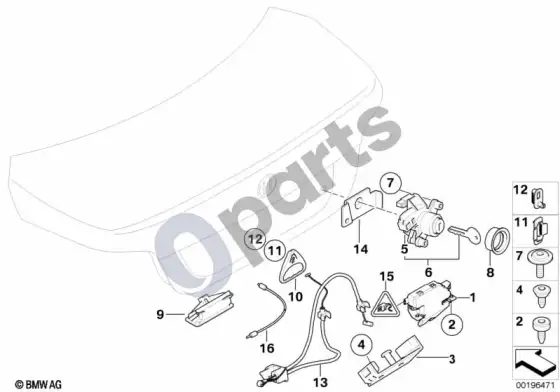 BMW 5 E60 E61 bagažinės dangtis / uždarymo sistema (E60) – schema