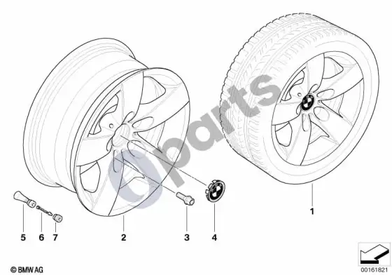 BMW 5 E60 E61 BMW lengvojo lydinio ratlankis, žvaigždinių stipinų 242 – schema