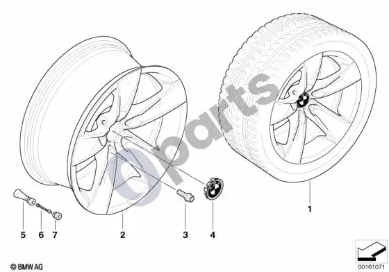 BMW 5 E60 E61 BMW lengvojo lydinio ratlankis, žvaigždinių stipinų 246 – schema