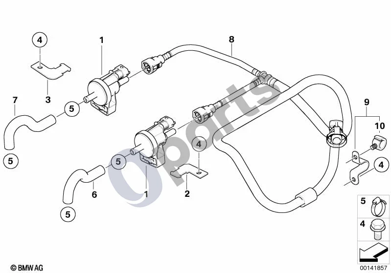 BMW 5 E60 E61 (2004–2010) Degalų bako vėdinimo vožtuvas (S85) schema – pozicija 01: Degalų bako vėdinimo vožtuvas