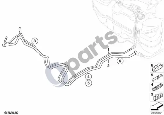 BMW 5 E60 E61 degalų vamzdis ir nusiurbimo linija (N62) – schema