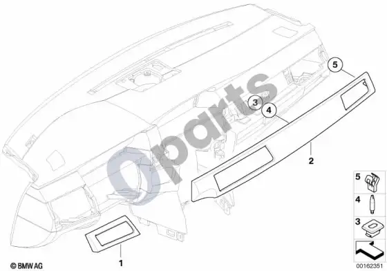 BMW 5 E60 E61 dekoratyvinė apdailos juosta carrara – schema