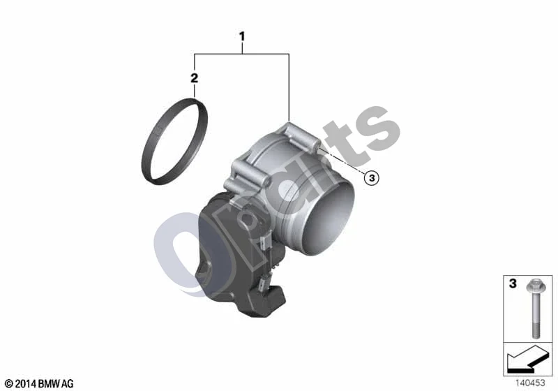 BMW 5 E60 E61 (2004–2010) Droselio korpuso mazgas (N52) schema – pozicija 02: Profiliuotas sandariklis