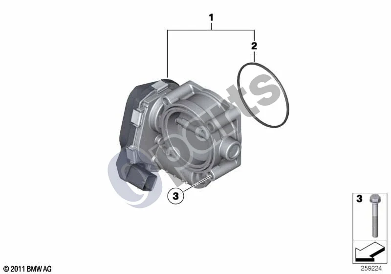 BMW 5 E60 E61 (2004–2010) Droselio korpuso mazgas (N62) schema – pozicija 02: Profilinis tarpiklis