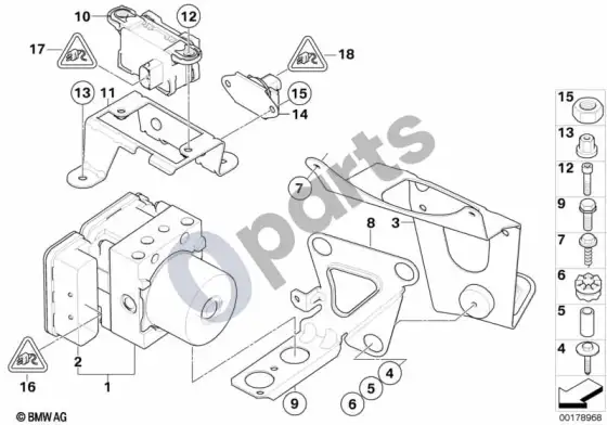 BMW 5 E60 E61 DSC hidraulinis blokas/tvirtinimas/jutikliai (E60) – schema
