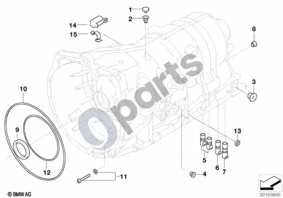BMW 5 E60 E61 GA6HP19Z korpusas su tvirtinimo detalėmis (E60, E61) – schema
