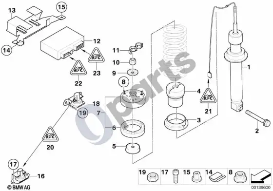 BMW 5 E60 E61 galinė amortizatoriaus statramstė edc/valdymo blokas/jutiklis (E60) – schema