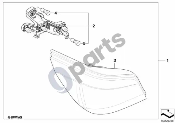 BMW 5 E60 E61 galinio žibinto, baltas, papildomo montavimo komplektas – schema