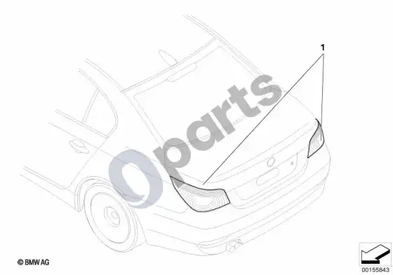 BMW 5 E60 E61 galinio žibinto black line papildomo montavimo komplektas – schema