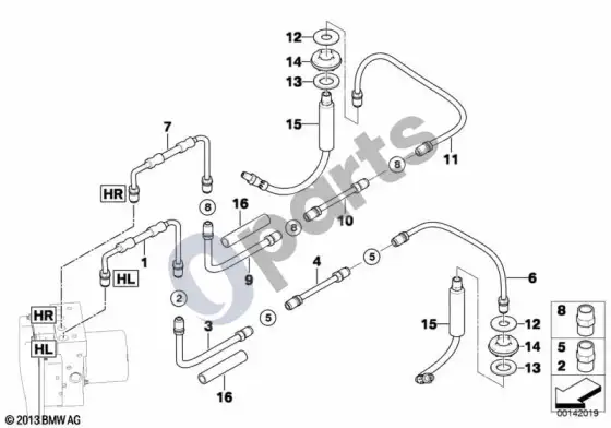 BMW 5 E60 E61 galinis stabdžių vamzdelis (E60) – schema