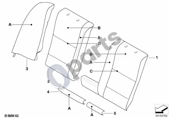 BMW 5 E60 E61 individuali pereinamoji galinė sėdynė, LC – schema