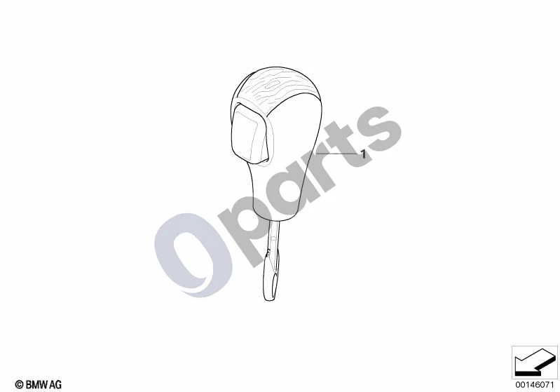 BMW 5 E60 E61 (2004–2010) Individuali selektoriaus svirties rankenėlė, mediena schema – pozicija 01: Pavarų perjungimo svirties rankenėlė, oda, su medžio žiedu (PIANOLACK SW)