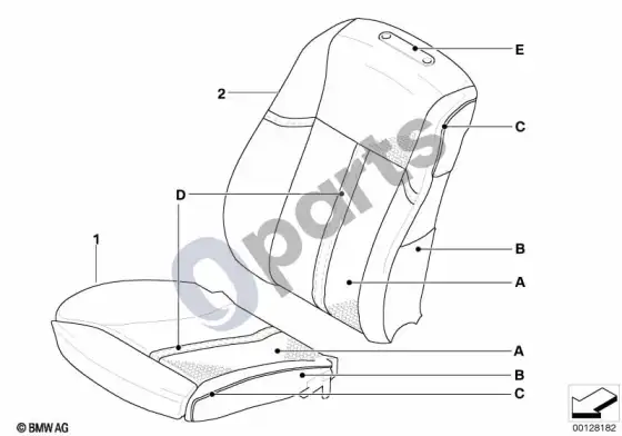 BMW 5 E60 E61 individualus komforto sėdynės užvalkalas, klima-leather – schema
