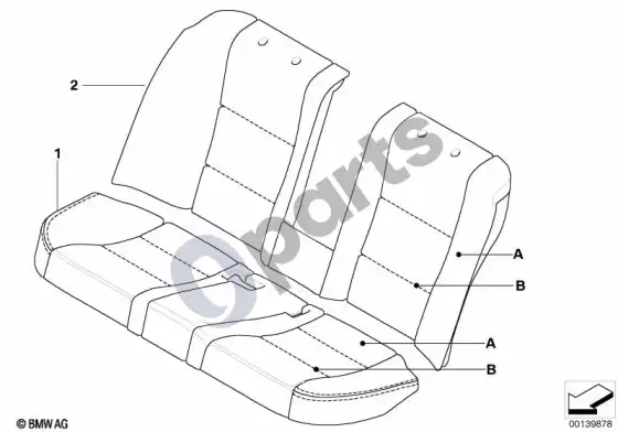 BMW 5 E60 E61 individualus sportinės sėdynės užvalkalas, galinis (E60, E60 LCI) – schema
