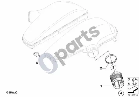 BMW 5 E60 E61 įsiurbimo kolektoriaus sistemos tvirtinimo detalės (S85) – schema
