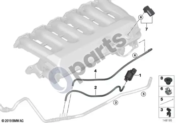 BMW 5 E60 E61 įsiurbimo kolektorius – vakuuminis valdymas (M57N2) – schema