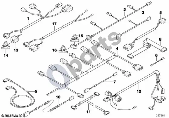 BMW 5 E60 E61 įvairūs papildomi laidų komplektai (E60) – schema